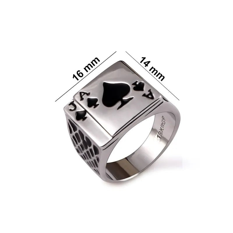 Jewelry Chunky Black Poker Ring