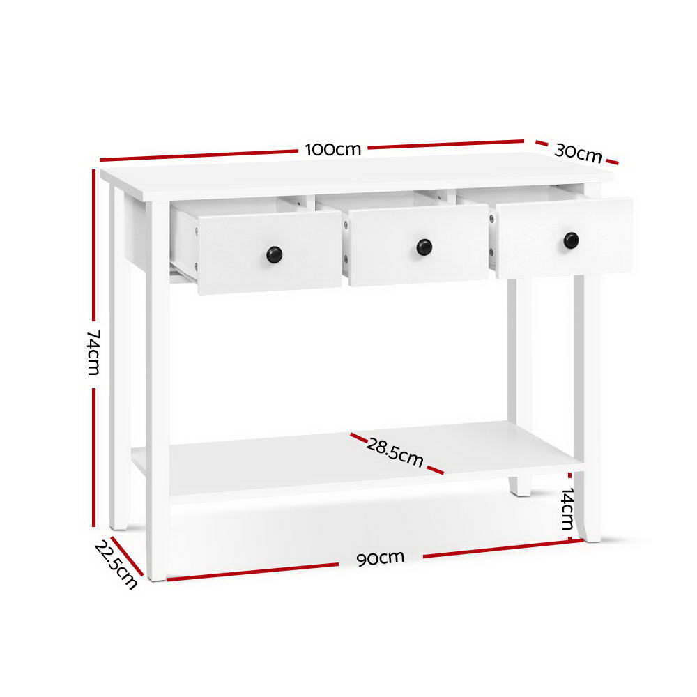 Hallway Console Table Hall Side Entry 3 Drawers Display White Desk Furniture-1