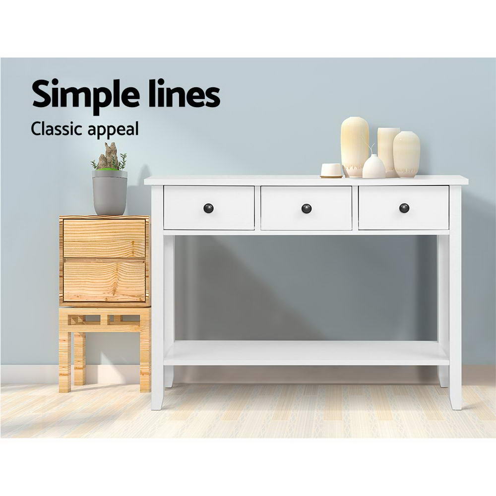 Hallway Console Table Hall Side Entry 3 Drawers Display White Desk Furniture-2