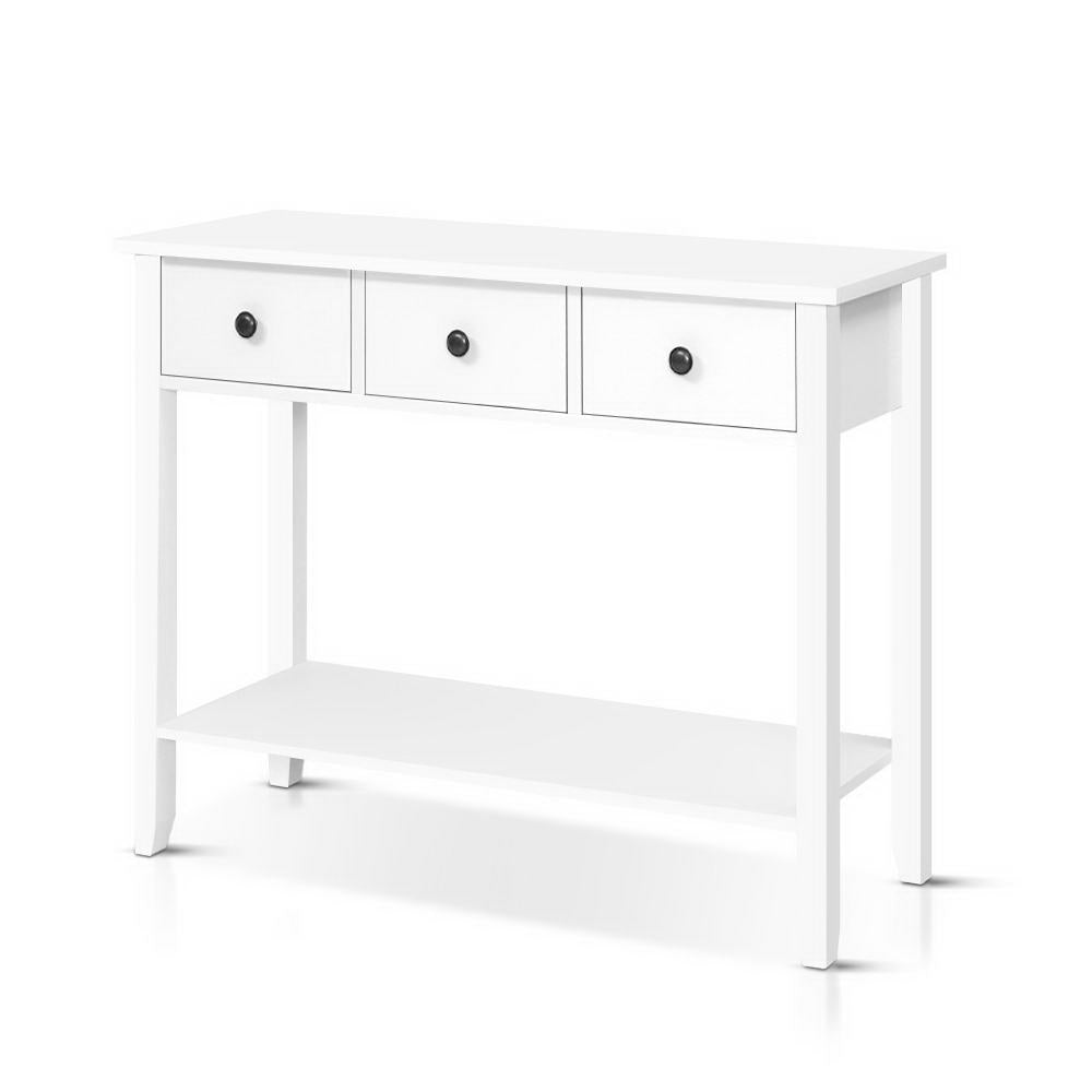 Hallway Console Table Hall Side Entry 3 Drawers Display White Desk Furniture-0