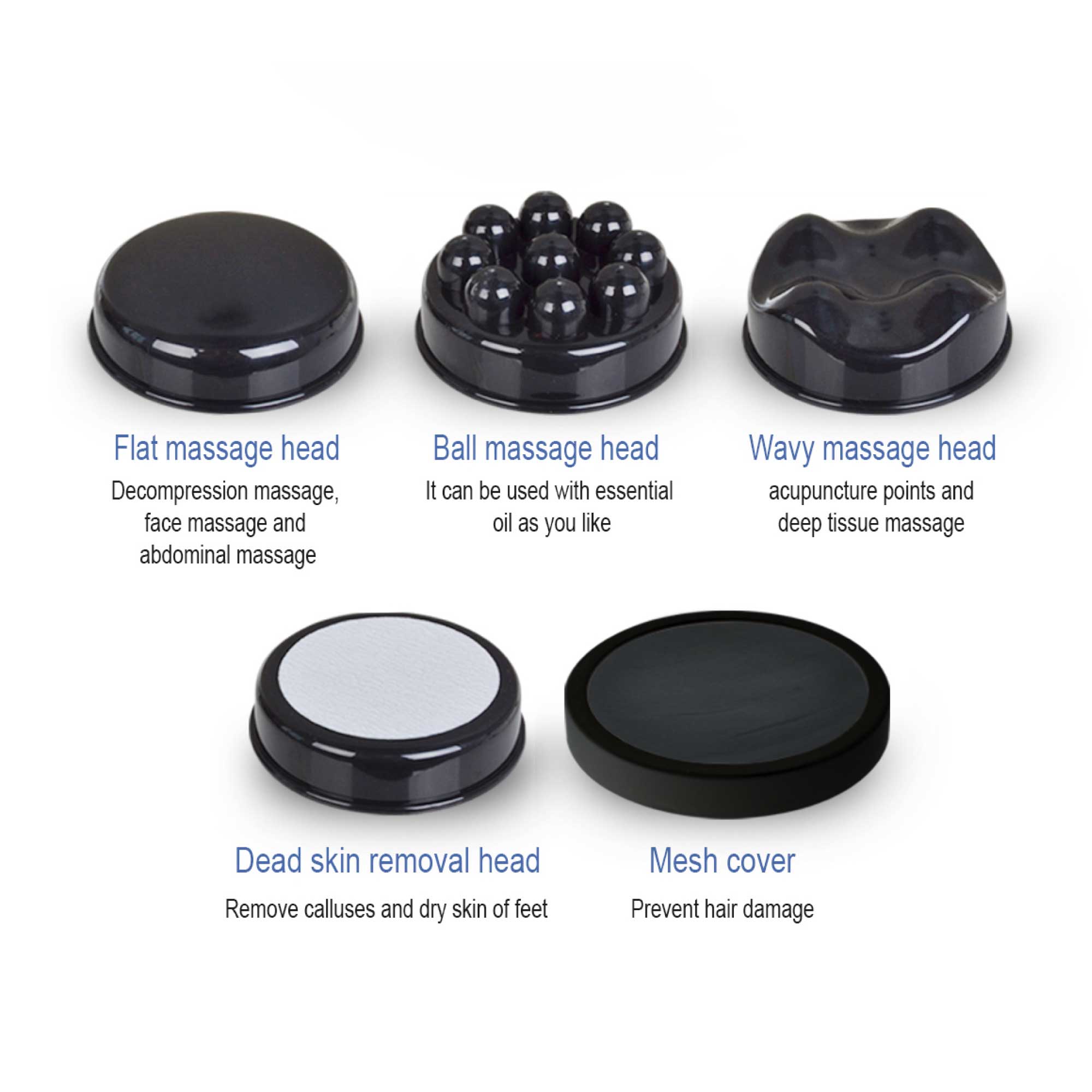 Handheld Vibration Massager Black - 4 Interchangeable Heads Adjustable Speed-2