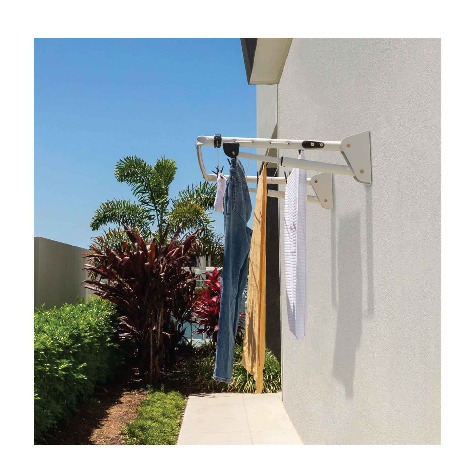 Hills Mini Frame Folding Clothesline Surfmist 8.4m Mounted Washing Clothes Line-1