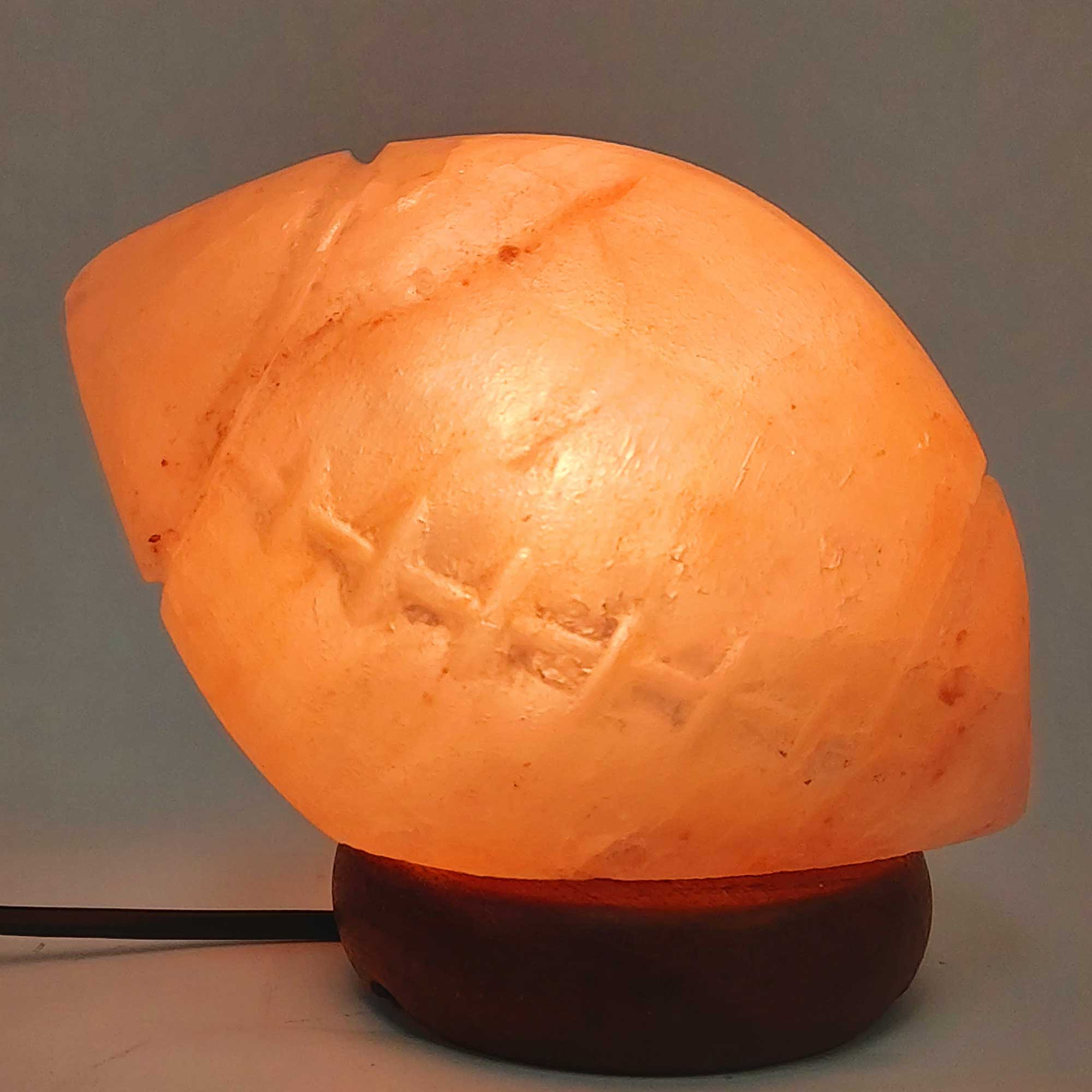 Himalayan Pink Salt Lamp - 12V 12W Rugby Footy Ball Shape Carved Crystal Rock-3