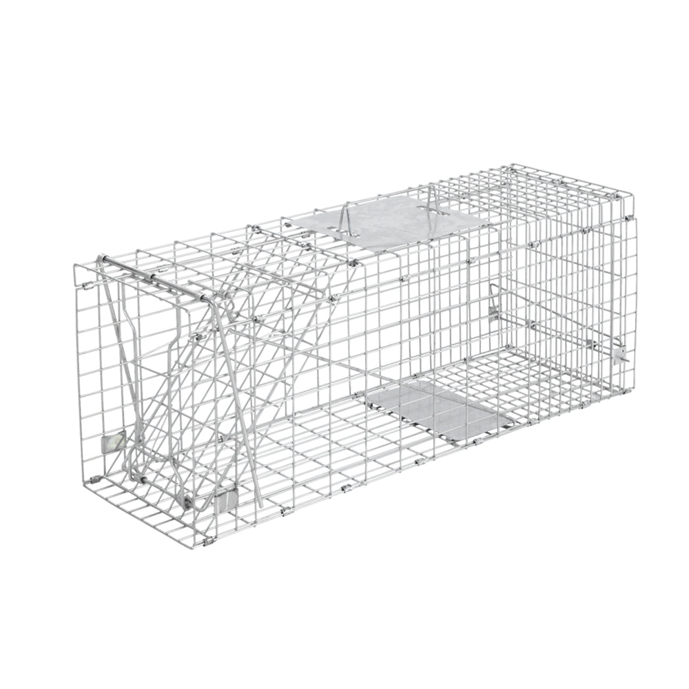 Humane Animal Trap Cage 66 x 23 x 25cm  - Silver-0