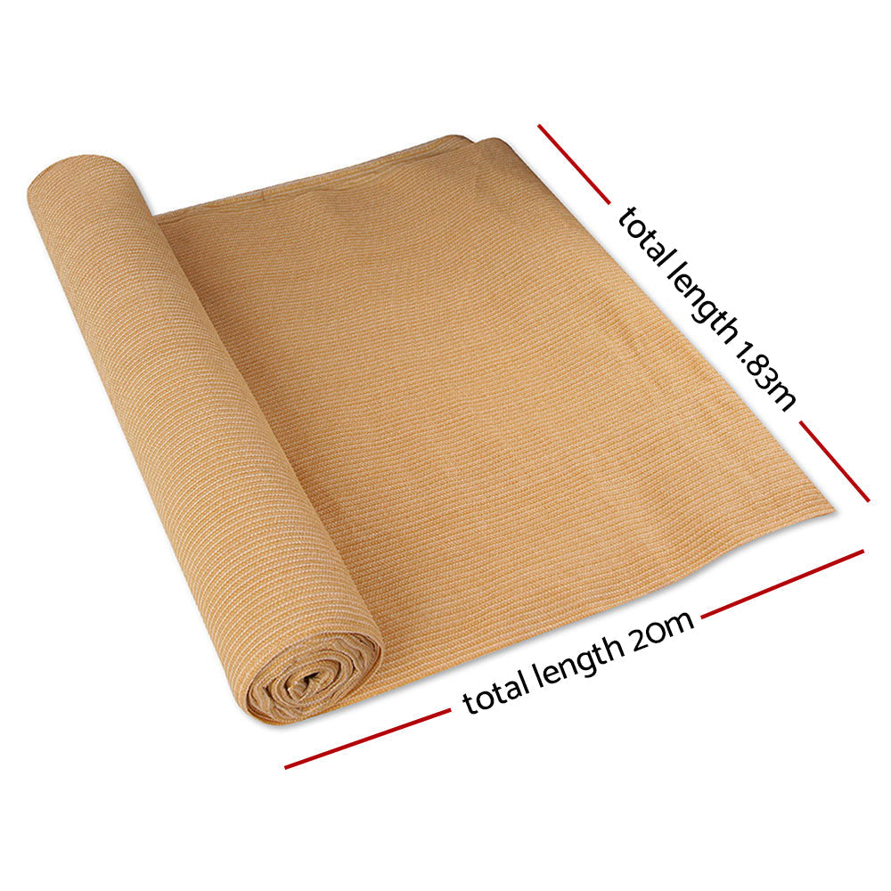 Instahut 1.83 x 20m Shade Sail Cloth - Beige-1