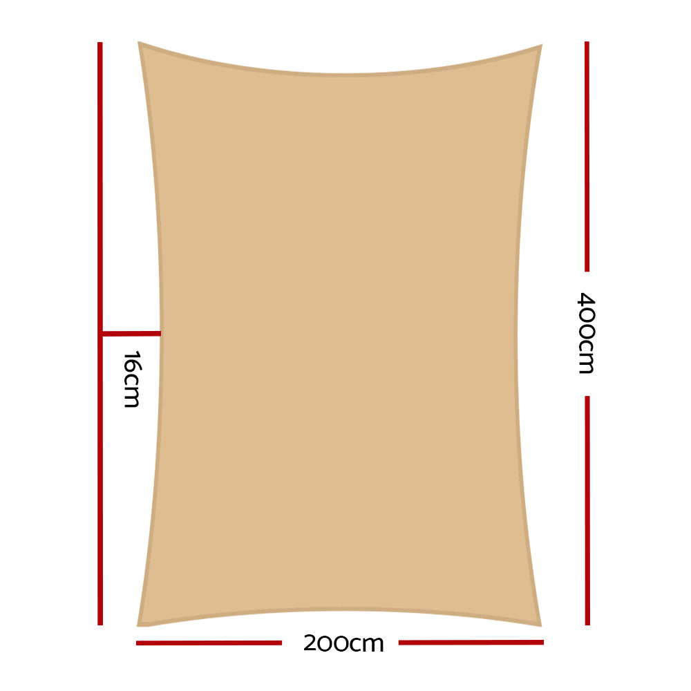 Instahut 2 x 4m Waterproof Rectangle Shade Sail Cloth - Sand Beige-1