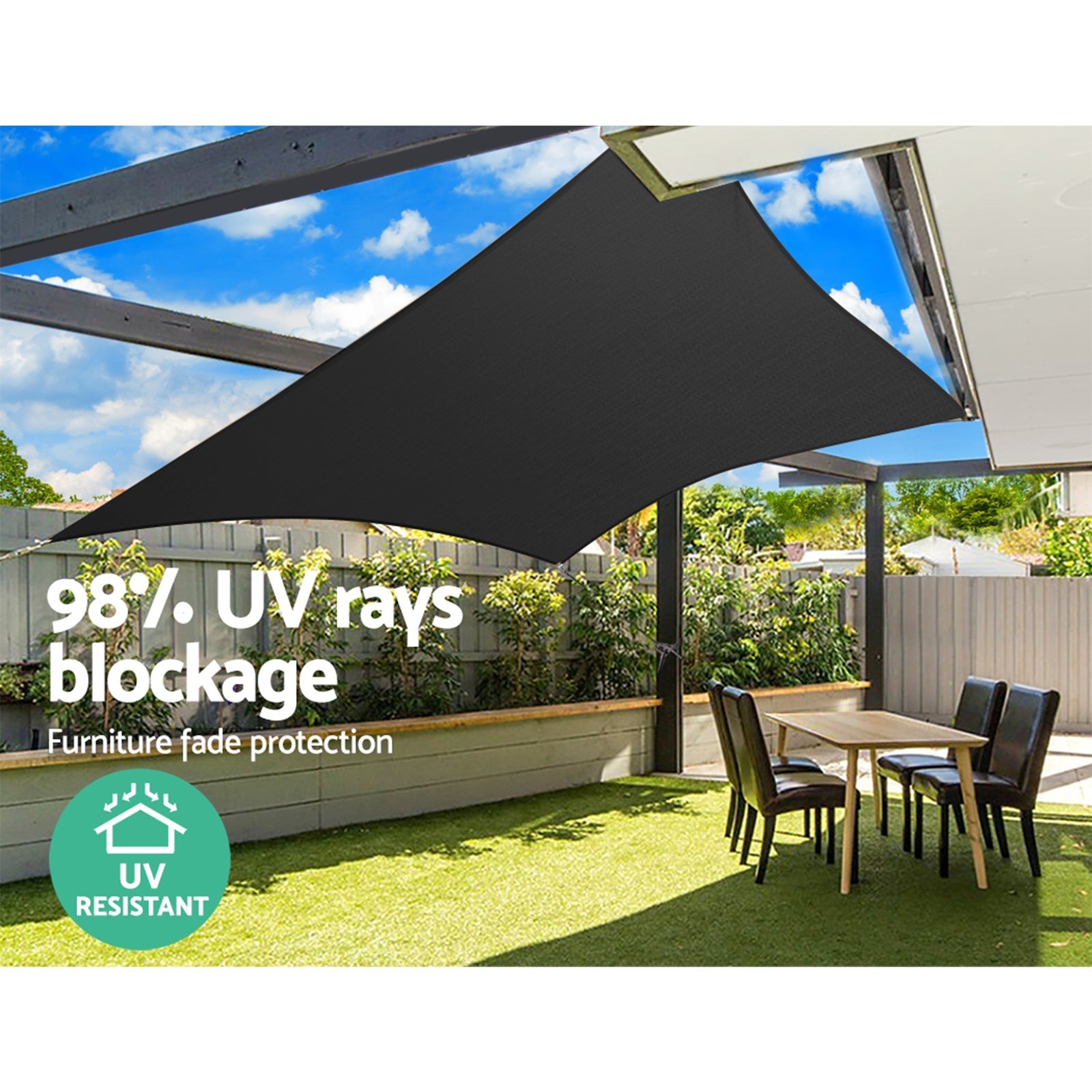 Instahut 280gsm 3x6m Sun Shade Sail Canopy Rectangle-5