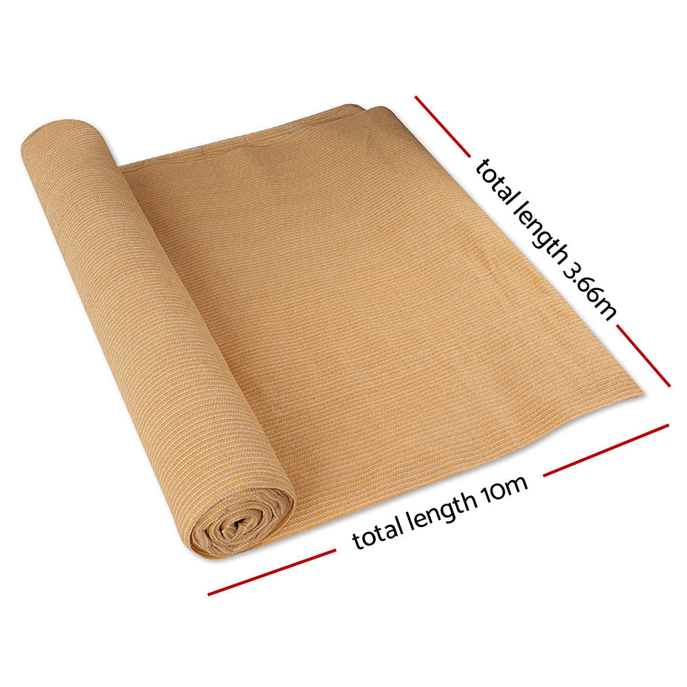 Instahut 3.66 x 10m Shade Sail Cloth - Beige-1