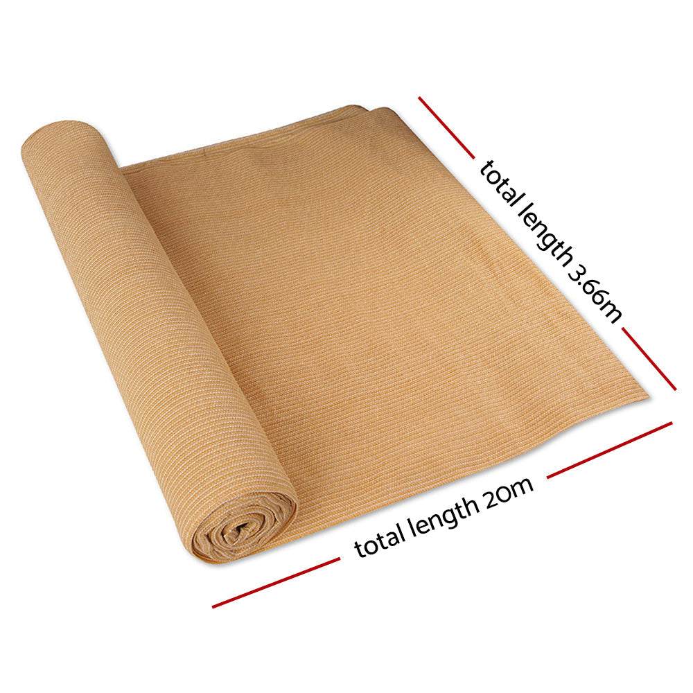 Instahut 3.66 x 20m Shade Sail Cloth - Beige-1