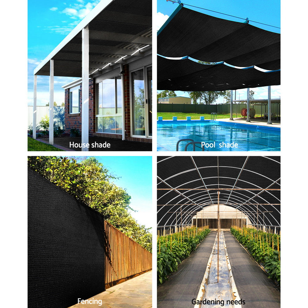 Instahut 3.66 x 20m Shade Sail Cloth - Black-3