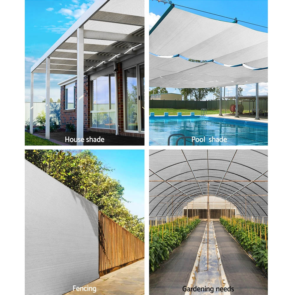 Instahut 3.66x10m 50% UV Shade Cloth Shadecloth Sail Garden Mesh Roll Outdoor White-3