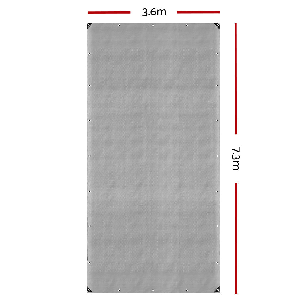 Instahut 3.6x7.3m Tarp Camping Tarps Poly Tarpaulin Heavy Duty Cover 180gsm Silver-1