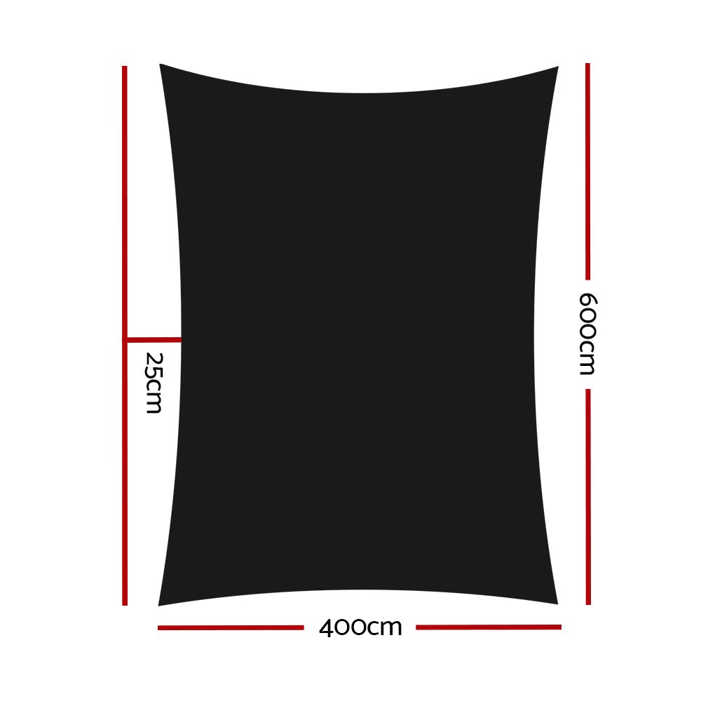 Instahut 4x6m Shade Sail Sun Shadecloth 280gsm Black-1