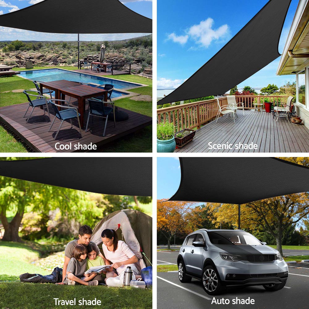 Instahut 4x6m Shade Sail Sun Shadecloth 280gsm Black-3