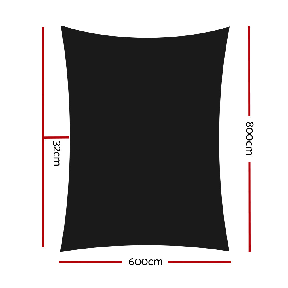 Instahut 6x8m Shade Sail Sun Shadecloth 280gsm Black-1