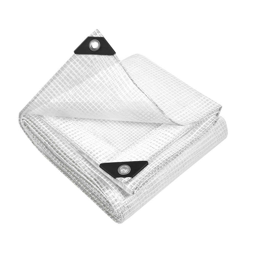 Instahut 6x9m Tarp Camping Tarps Poly Tarpaulin Heavy Duty Cover 135gsm Clear-0