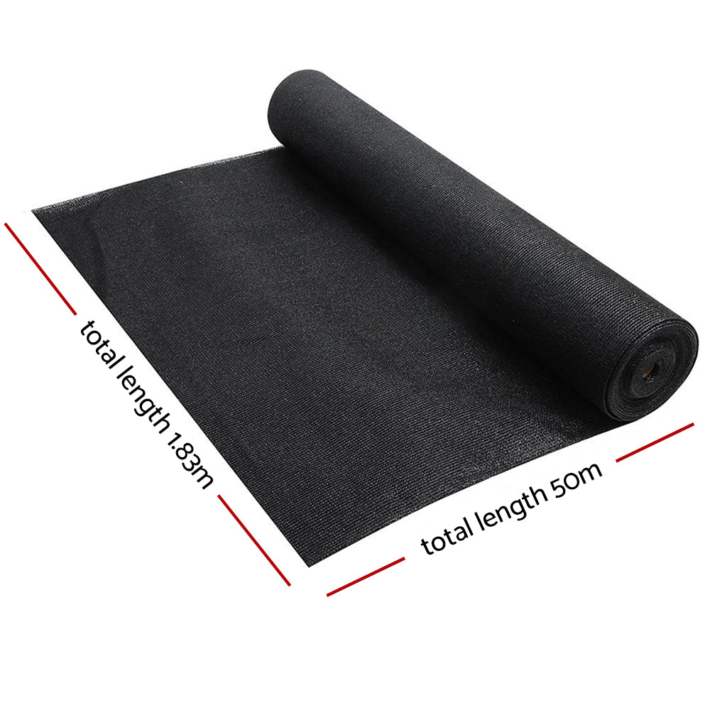 Instahut 70% UV Sun Shade Cloth Shadecloth Sail Roll Mesh Garden Outdoor 1.83x50m Black-1