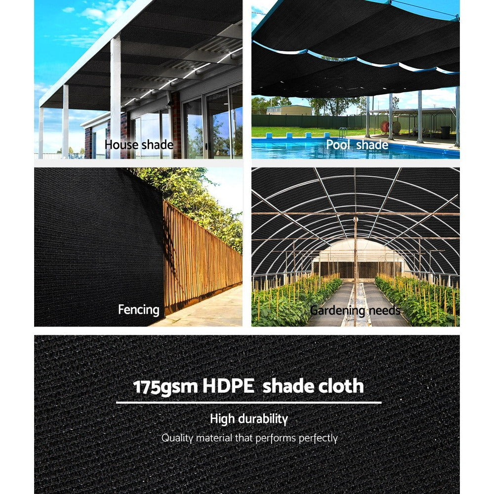 Instahut 70% UV Sun Shade Cloth Shadecloth Sail Roll Mesh Garden Outdoor 1.83x50m Black-3