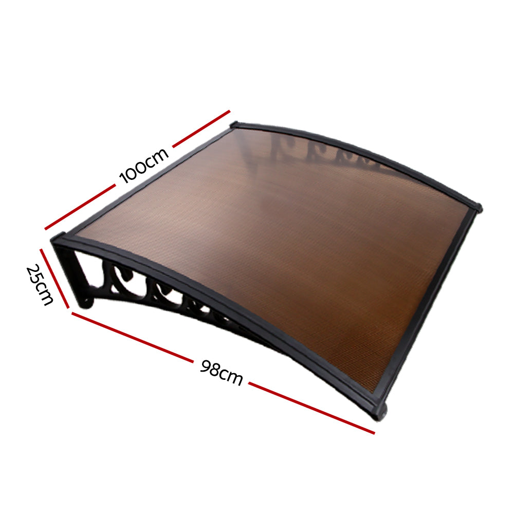 Instahut DIY Window Door Awning Brown 1 x 1M-1