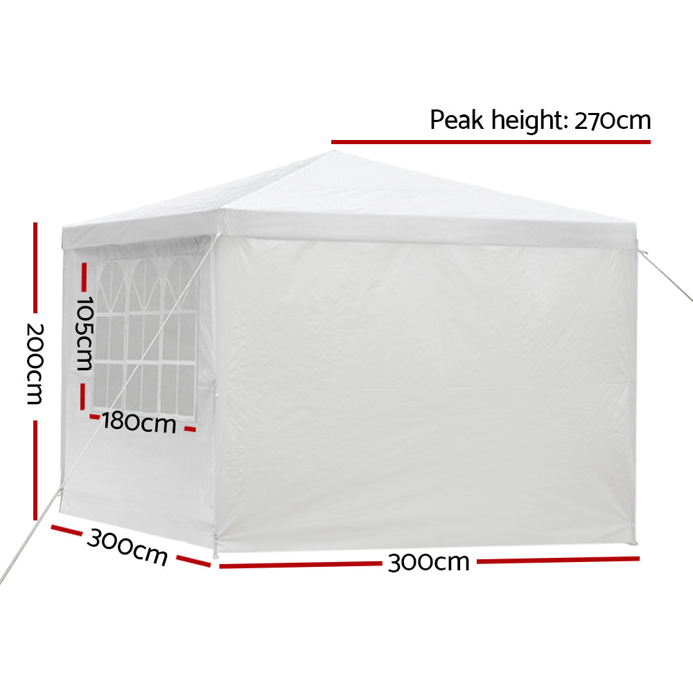 Instahut Gazebo 3x3 Outdoor Marquee Gazebos Wedding Party Camping Tent 4 Wall Panels-1