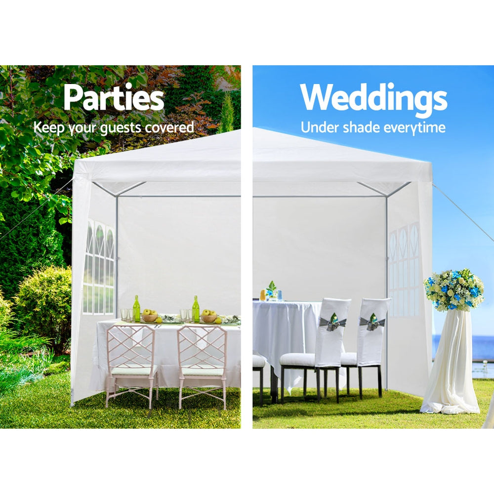 Instahut Gazebo 3x3 Outdoor Marquee Gazebos Wedding Party Camping Tent 4 Wall Panels-3