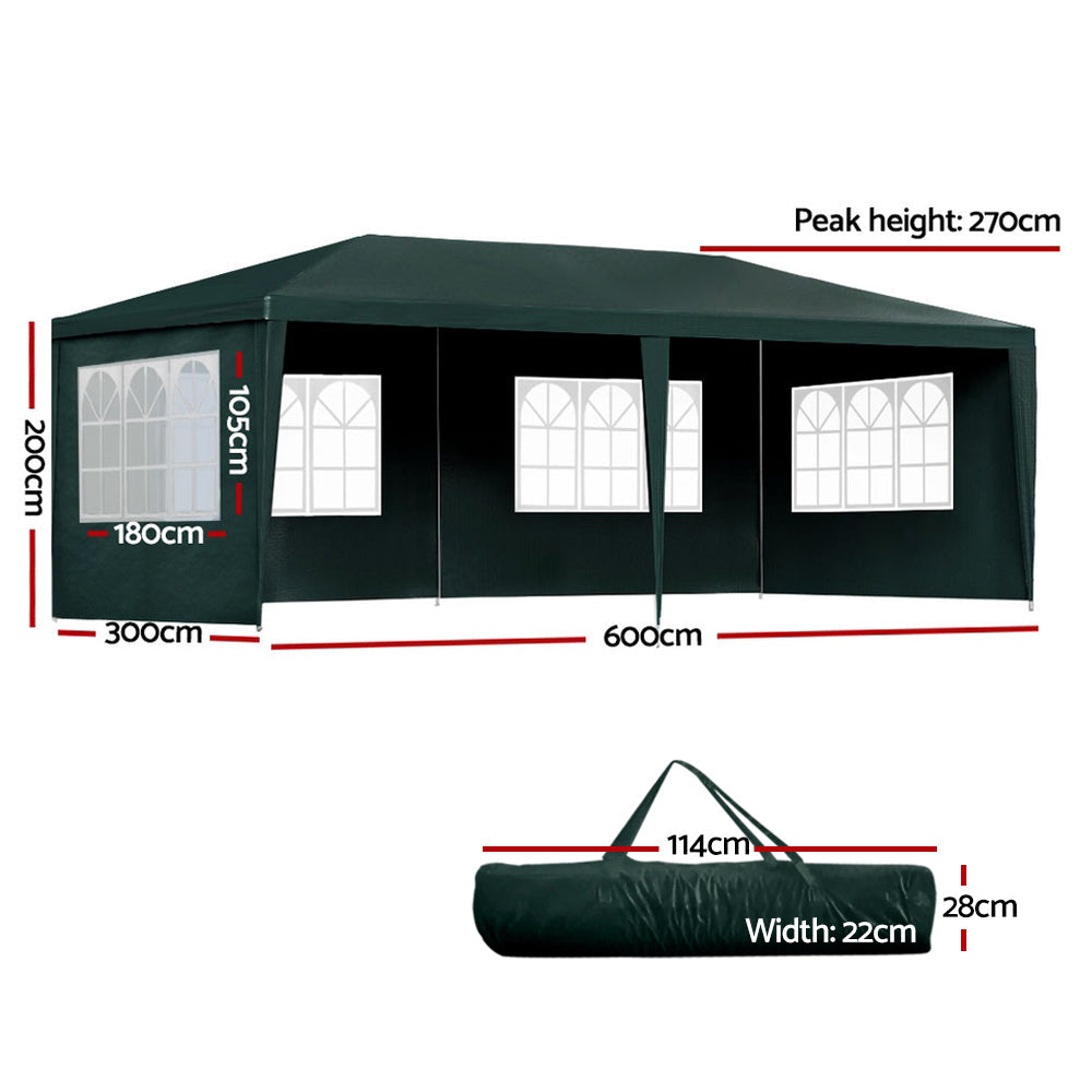 Instahut Gazebo 3x6 Outdoor Marquee Gazebos Wedding Party Camping Tent 4 Wall Panels-1