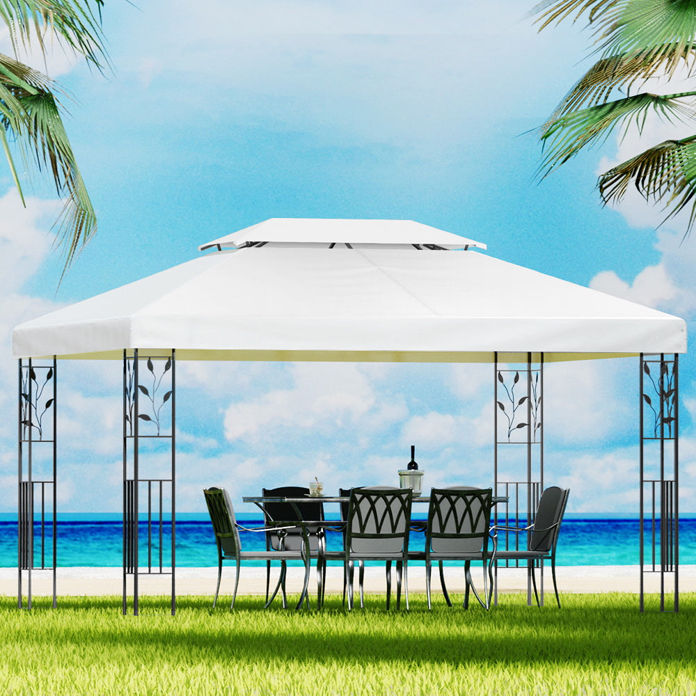 Instahut Gazebo 4x3m Party Marquee Outdoor Wedding Event Tent Iron Art White-4