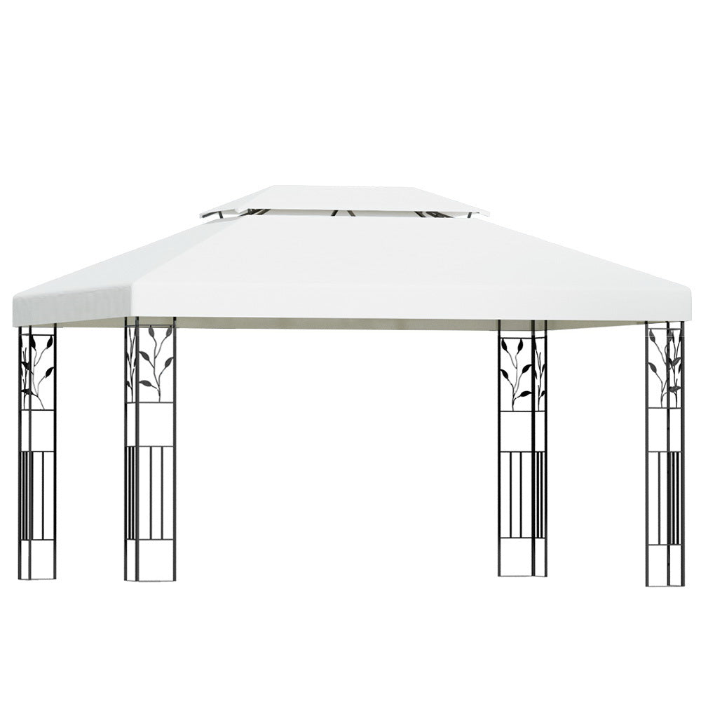 Instahut Gazebo 4x3m Party Marquee Outdoor Wedding Event Tent Iron Art White-0