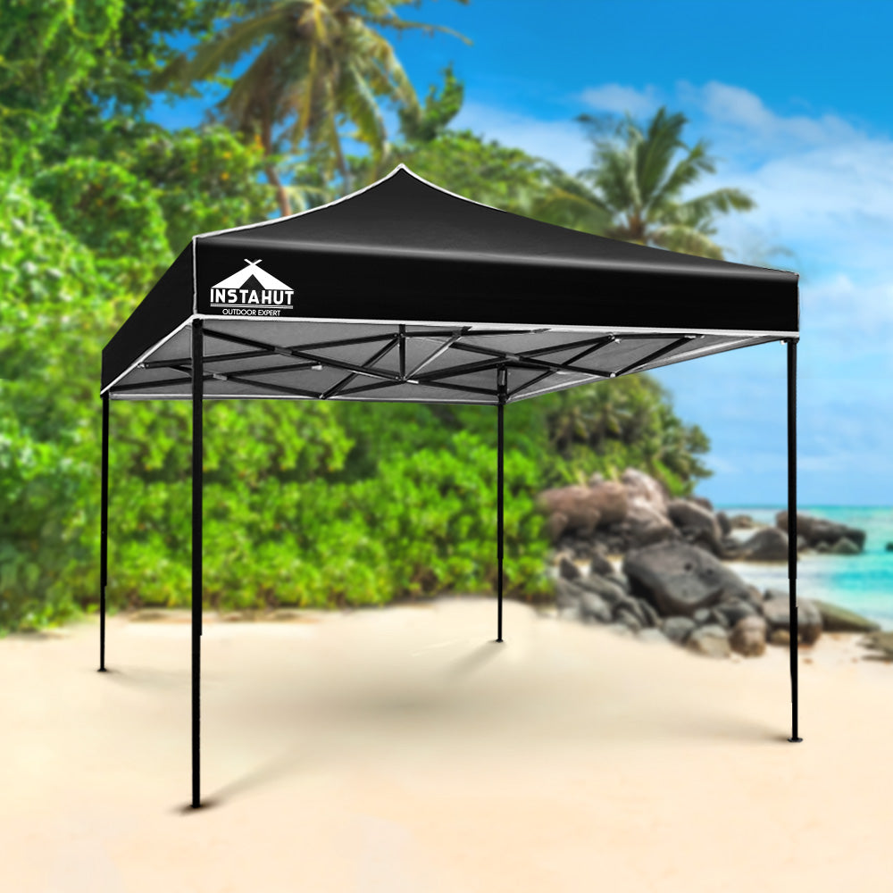 Instahut Gazebo Pop Up Marquee 3x3 Outdoor Wedding Base Pod Kit Black-7