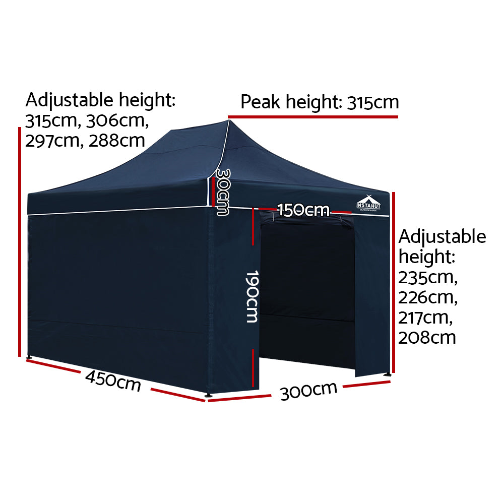 Instahut Gazebo Pop Up Marquee 3x4.5m Folding Wedding Tent Gazebos Shade Navy-1