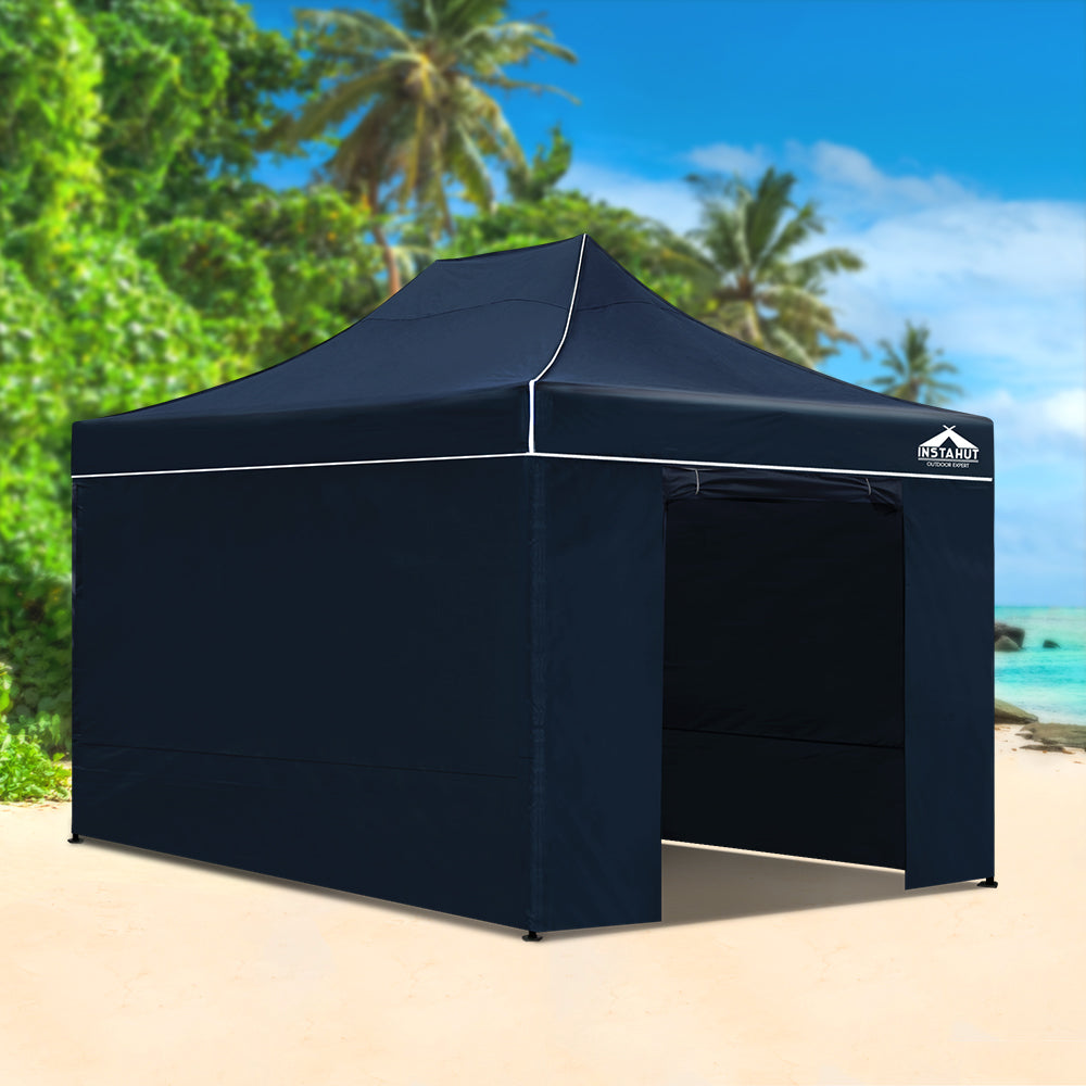 Instahut Gazebo Pop Up Marquee 3x4.5m Folding Wedding Tent Gazebos Shade Navy-7