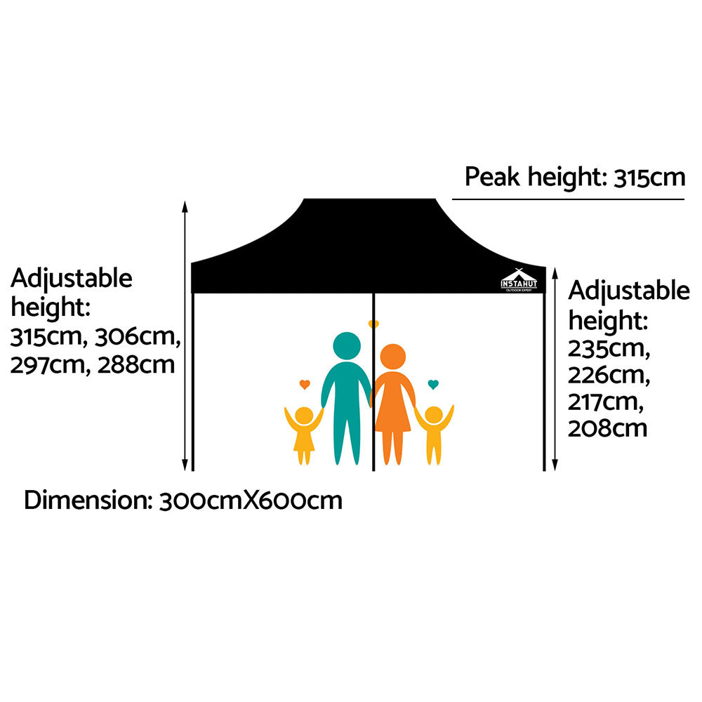 Instahut Gazebo Pop Up Marquee 3x6 Outdoor Wedding Gazebos Base Pod Kit Black-1