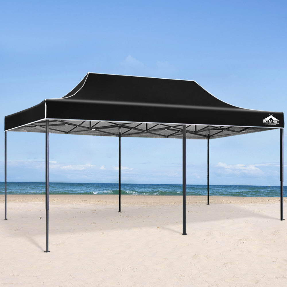 Instahut Gazebo Pop Up Marquee 3x6m Outdoor Tent Folding Wedding Gazebos Black-7