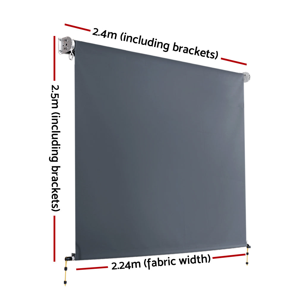 Instahut Outdoor Blind Privacy Screen Roll Down Awning Canopy Window 2.4X2.5M-1