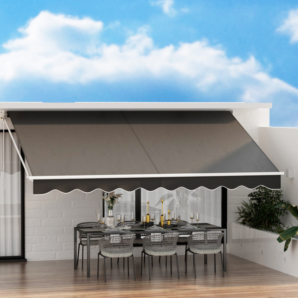 Instahut Retractable Folding Arm Awning Outdoor Awning 4.5Mx2.5M Canopy Grey-4