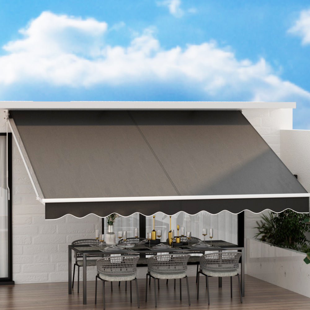 Instahut Retractable Folding Arm Awning Outdoor Awning Canopy 4Mx3M Grey-4