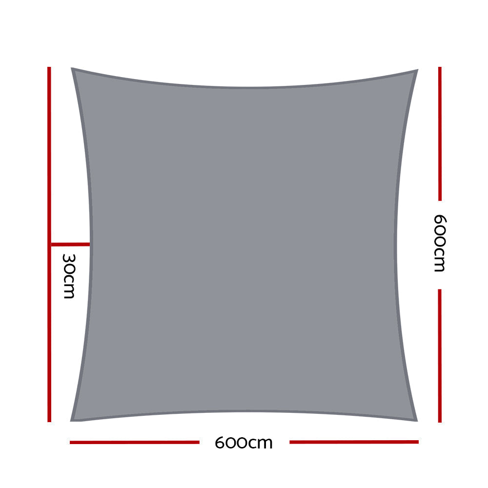 Instahut Sun Shade Sail Cloth Shadecloth Outdoor Canopy Square  280gsm 6x6m-1