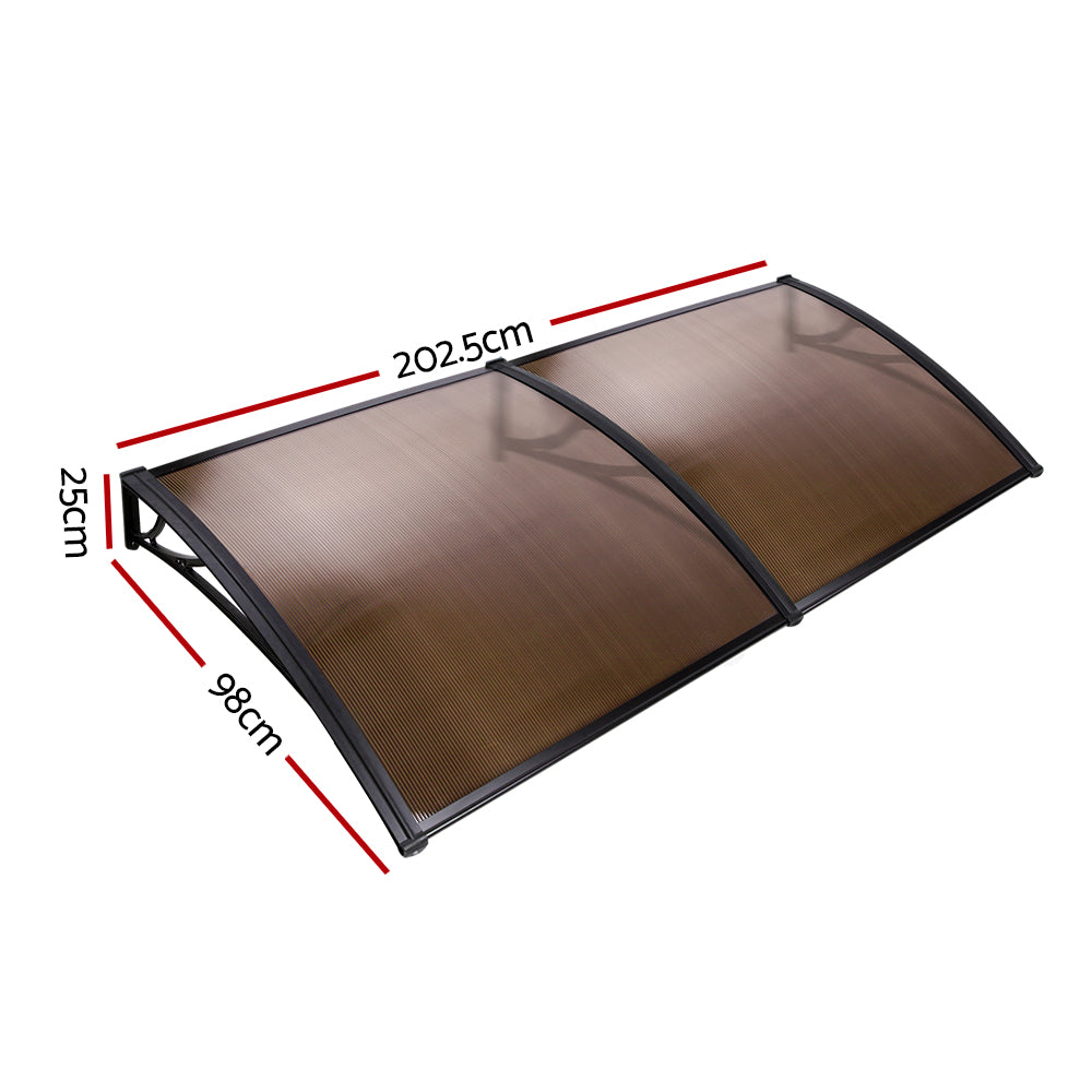 Instahut Window Door Awning Door Canopy Patio UV Sun Shield BROWN 1mx2m DIY-1