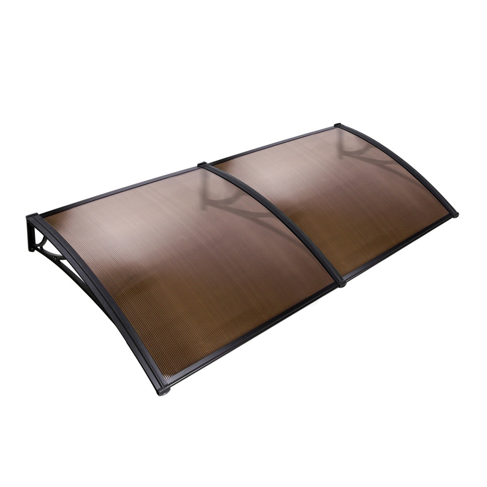 Instahut Window Door Awning Door Canopy Patio UV Sun Shield BROWN 1mx2m DIY-0