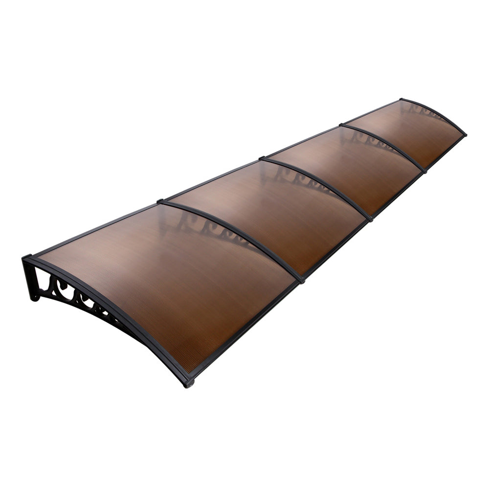 Instahut Window Door Awning Door Canopy Patio UV Sun Shield BROWN 1mx4m DIY-0