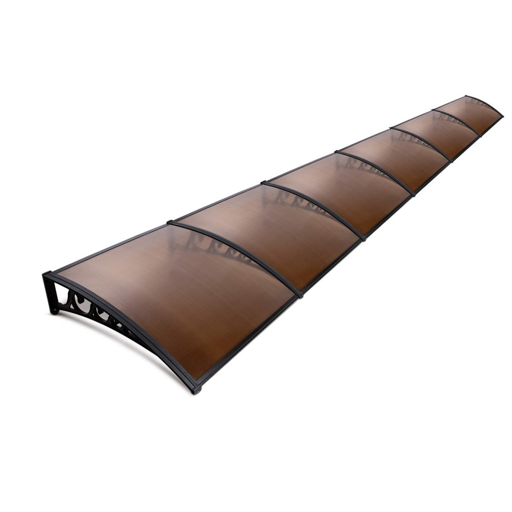 Instahut Window Door Awning Door Canopy Patio UV Sun Shield BROWN 1mx6m DIY-0