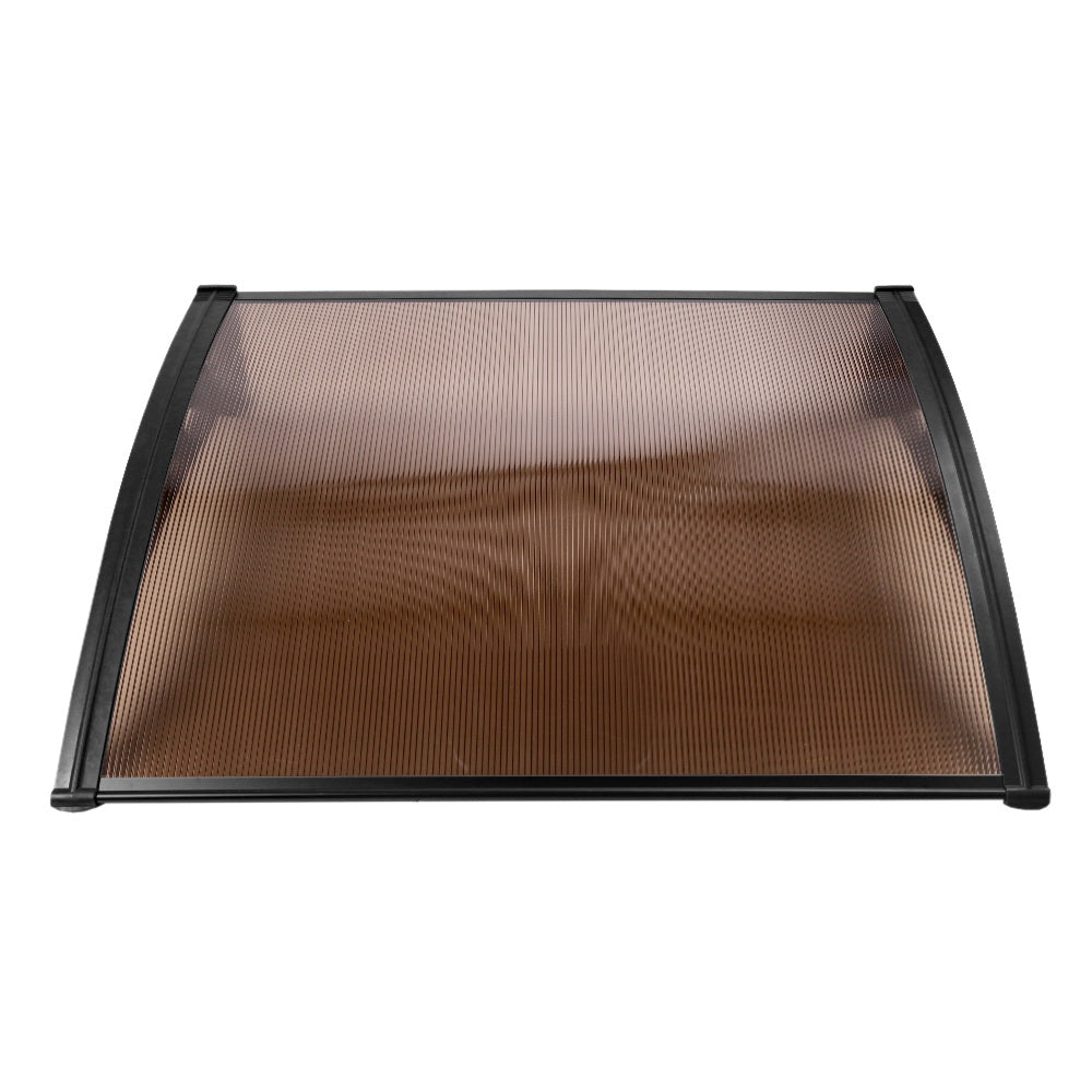 Instahut Window Door Awning Outdoor Door Canopy Patio Awning 1mx1.2m DIY Brown-2