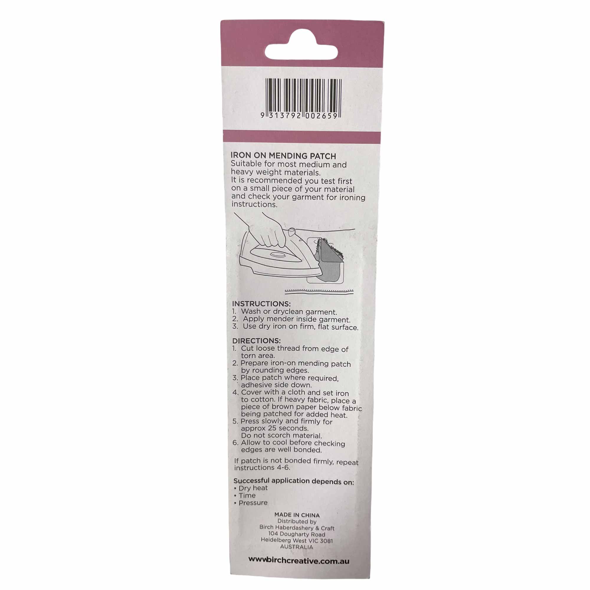 Iron On Mending Patch 90x255mm Cotton Clothes Repair Patches All Colours Birch-9
