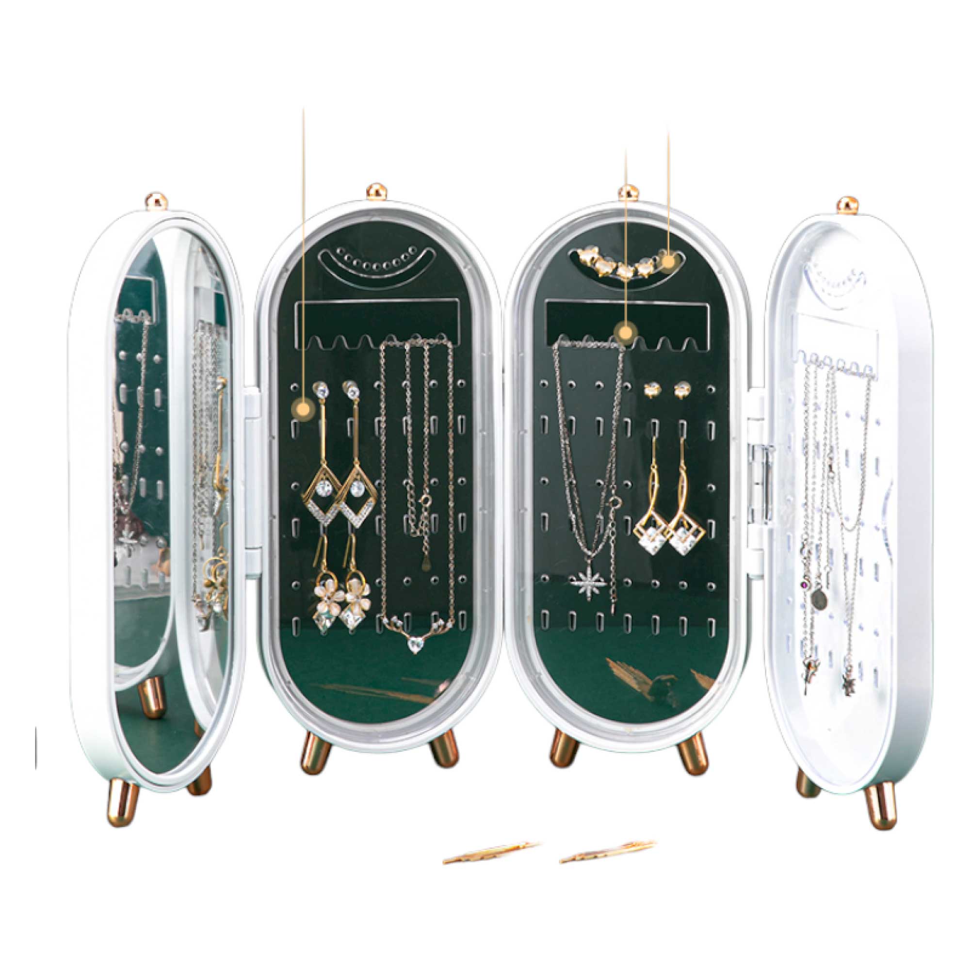 Jewellery Display Case - Mirror Makeup Storage Container Cosmetic Box-1