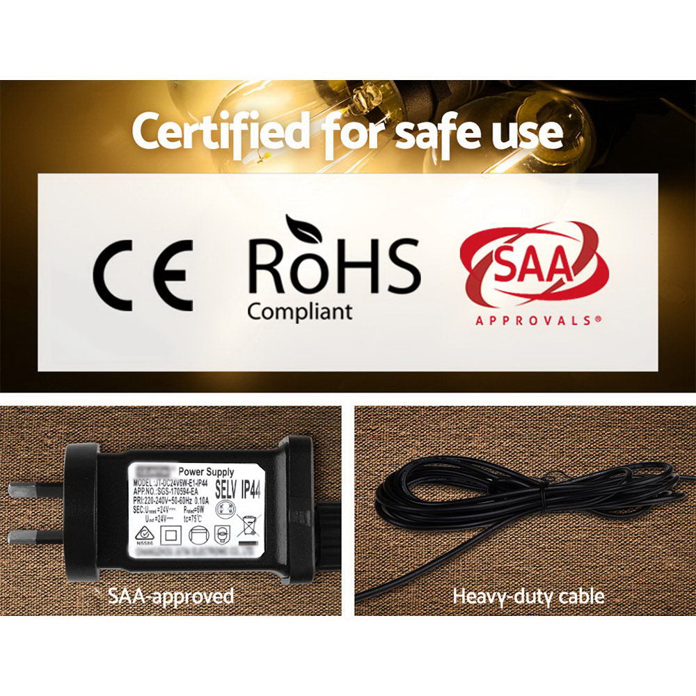 Jingle Jollys 14m LED Festoon String Lights 10 Bulbs Kits Wedding Party Christmas S14-5