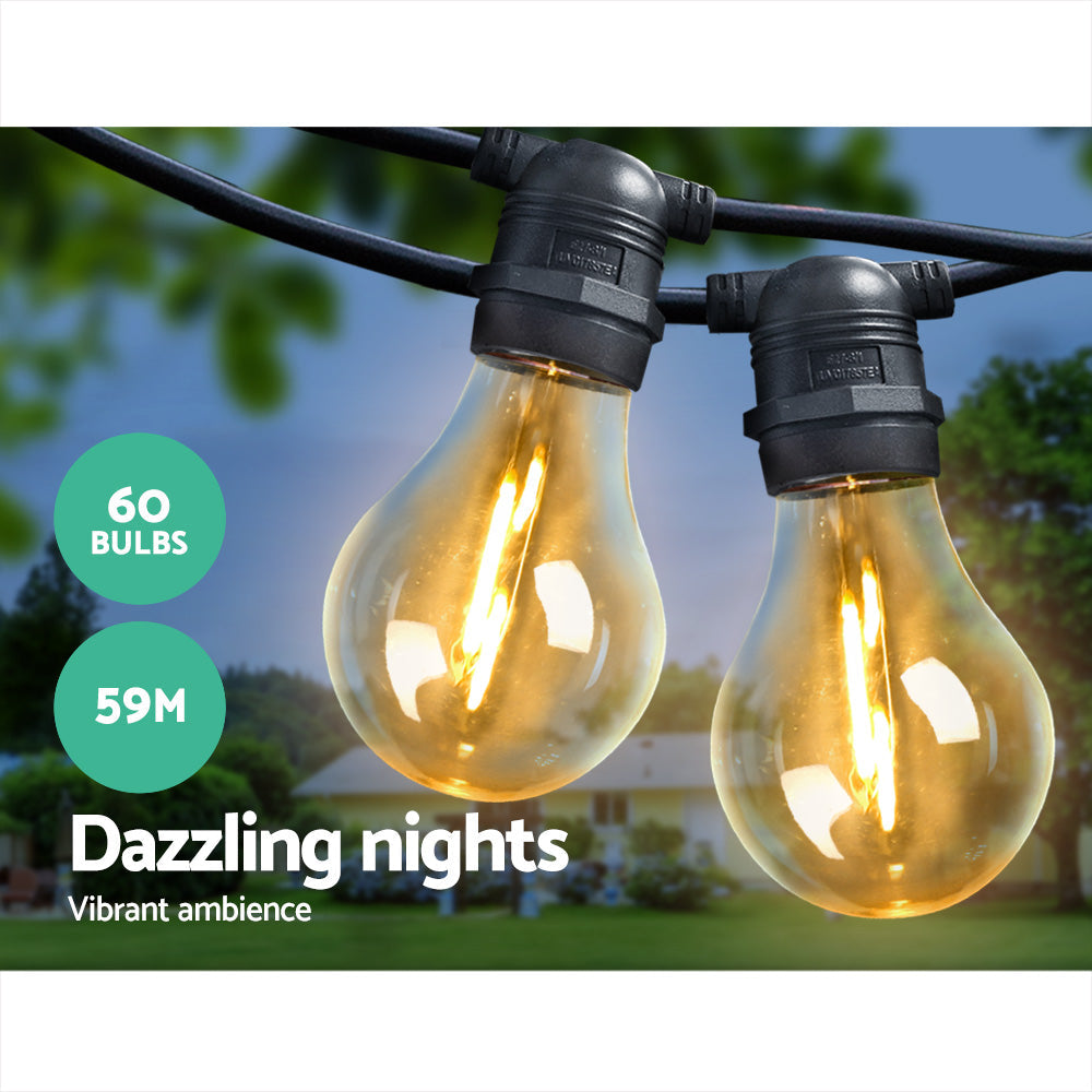 Jingle Jollys 59m Festoon String Lights LED Outdoor Wedding Party Garden Decor-2
