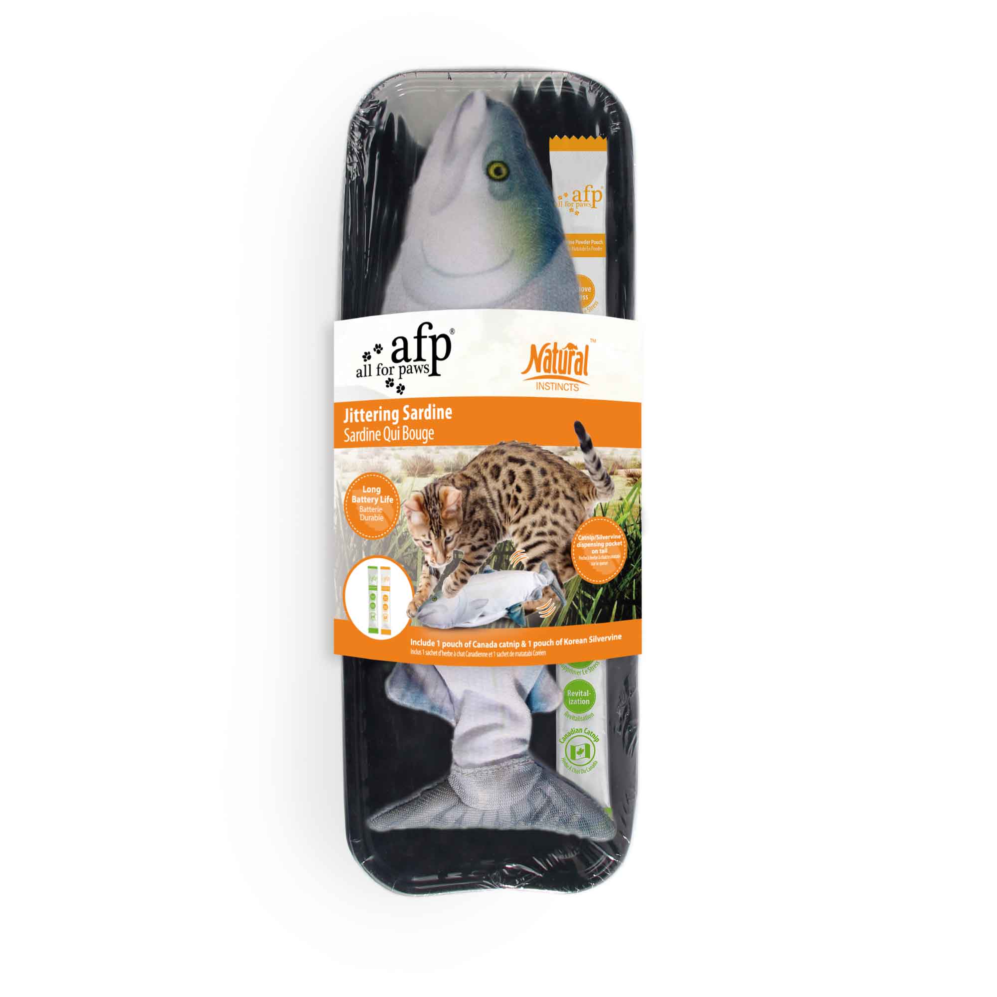 Jittering Sardine Cat Toy Flopping Dancing Fish + Catnip Silvervine Electric USB-0