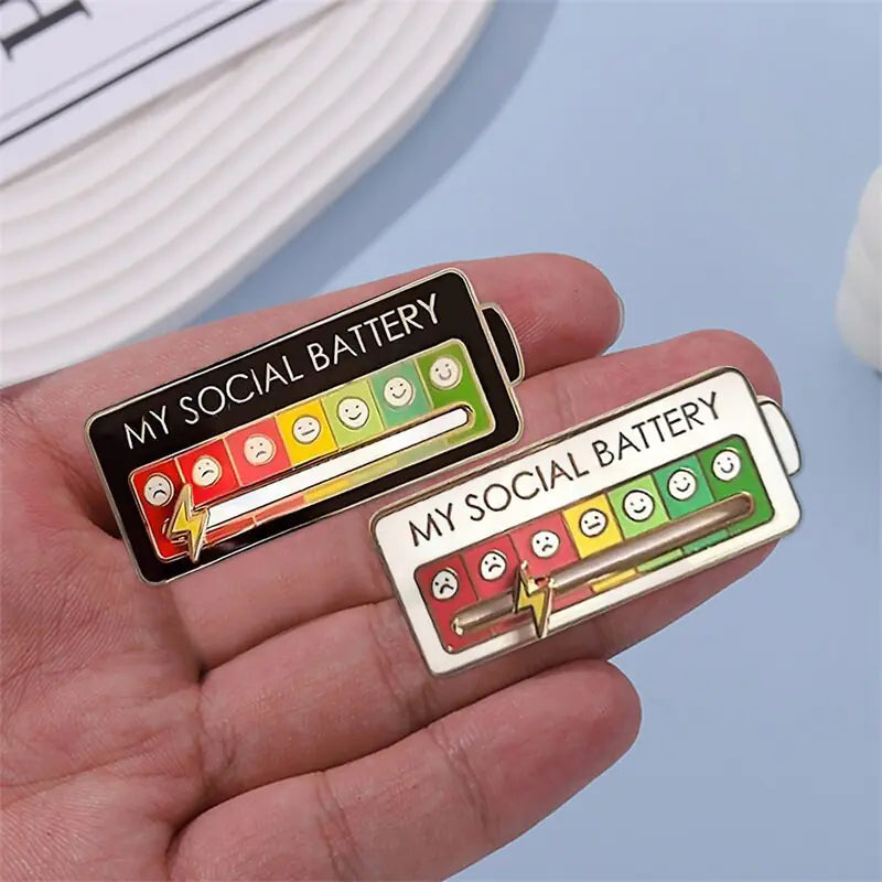 My Social Battery Mood Switching Brooch Funny Enamel Pin