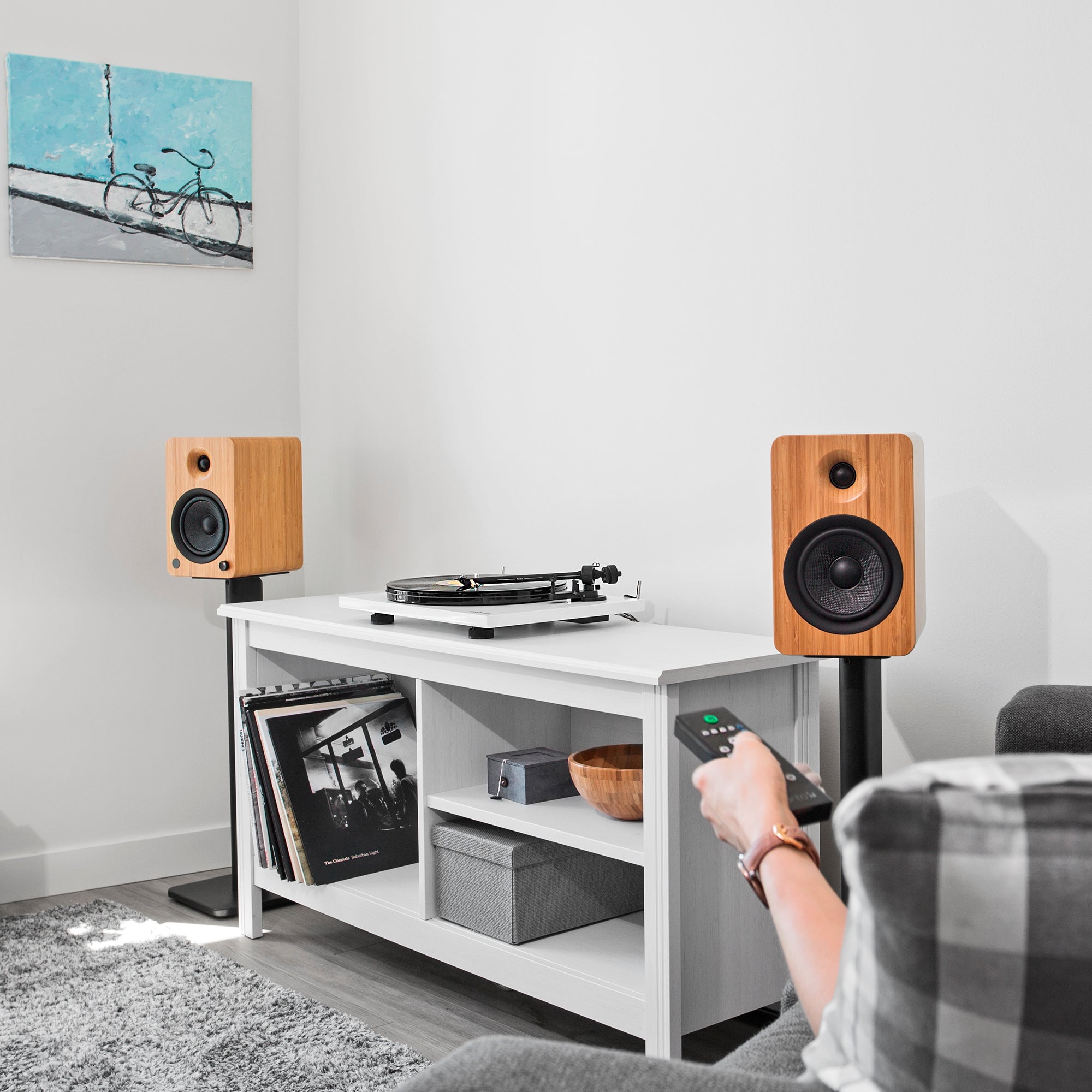 Kanto YU6 200W Powered Bookshelf Speakers with Bluetooth® and Phono Preamp - Pair, Bamboo-1