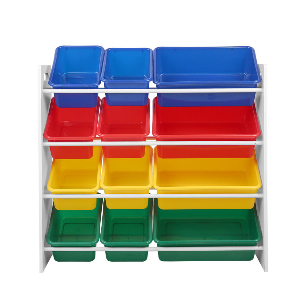 Keezi 12 Plastic Bins Kids Toy Organiser Box Bookshelf Storage Children Rack-2